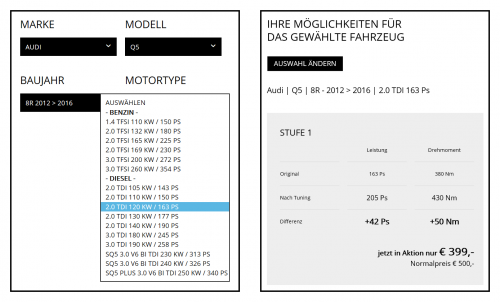 Chiptuning configurator